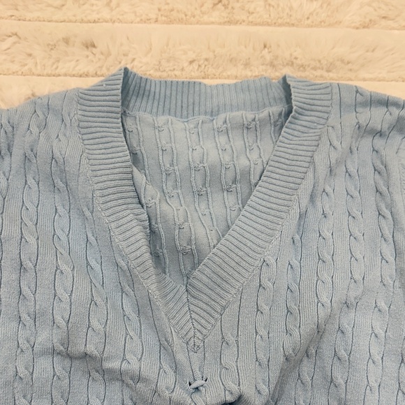 Light Blue Cable Knit Cardigan - Picture 4 of 4